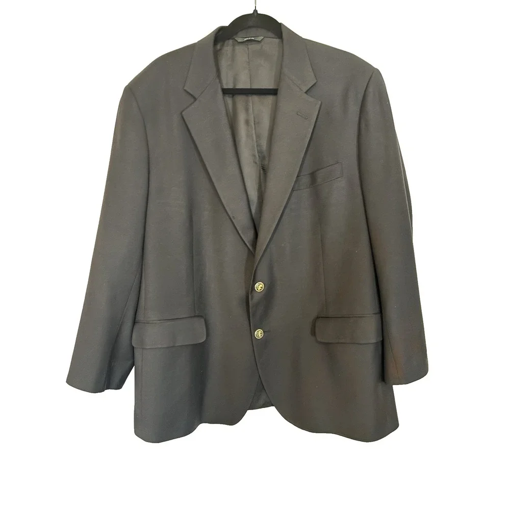 Brooks Brothers Blazer Mens 48 R Black Loro‎ Piana Super 120s Wool Suit Jacket